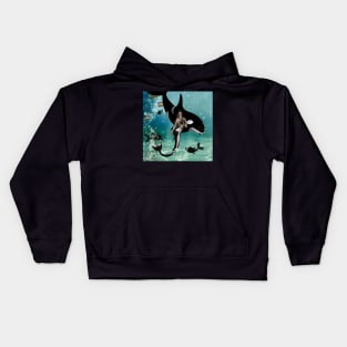 Wonderful mermaid with orca in the deep ocean Kids Hoodie